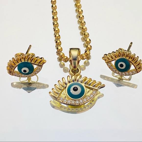 Evil Eye Necklace & Earrings - Picture 1 of 12